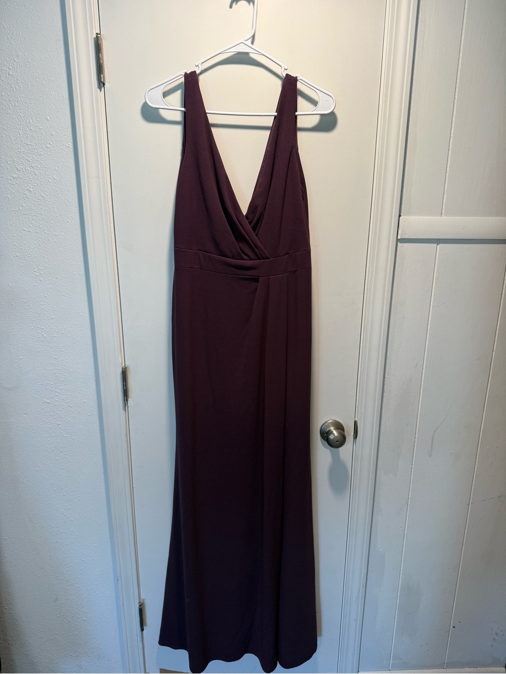 David's Bridal Plum V-Neck Sleeveless Maxi Dress